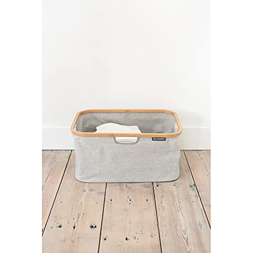 Brabantia Foldable Laundry Basket - 40L Capacity | Grey Fabric | Bamboo Handles 10