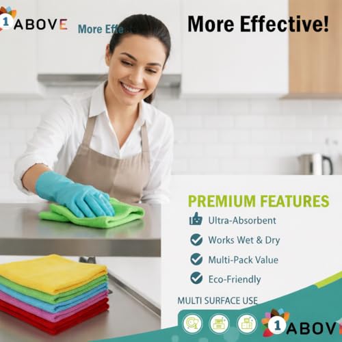 1ABOVE Microfibre Cleaning Cloths - 10 Pack | Highly Absorbent | 30x30CM 4