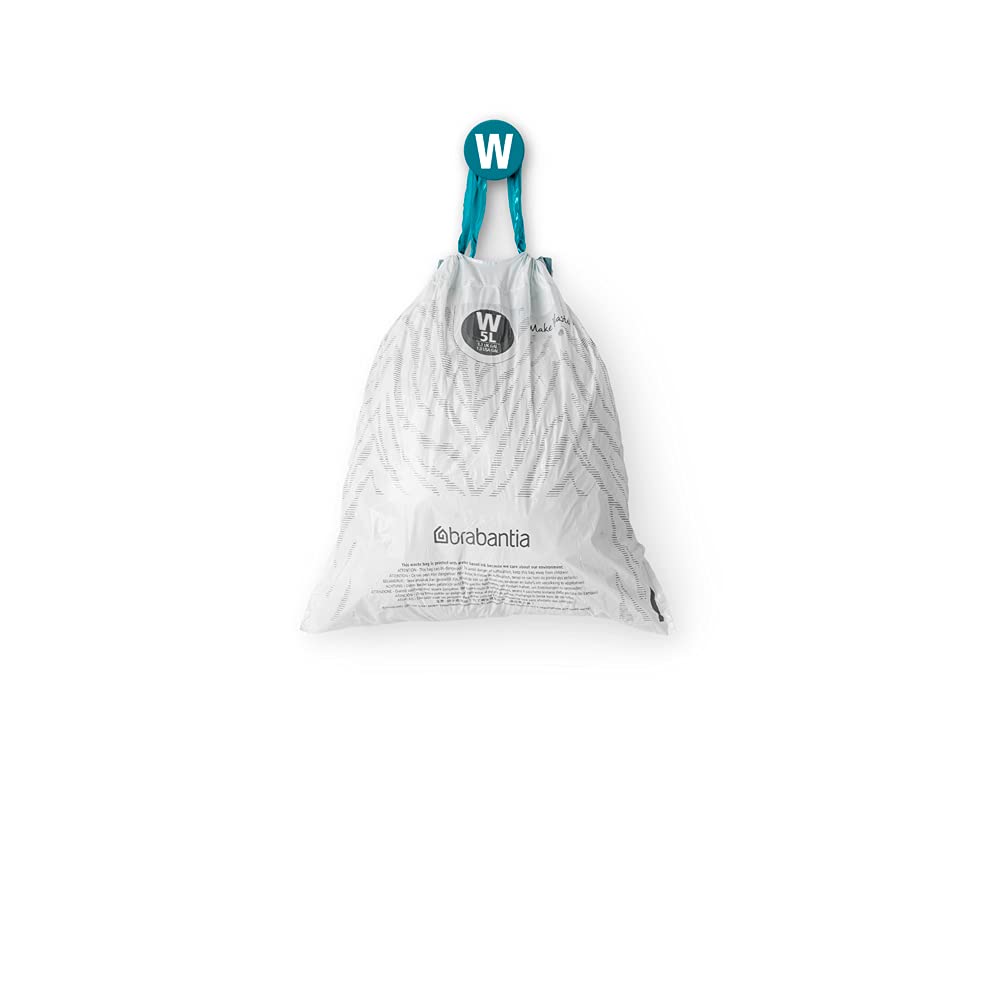 Brabantia PerfectFit Bin Liners - Size W 5L | Tear-Resistant Plastic Bags with Tie Tape | 40 Count, White 8