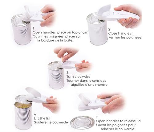 STARFRIT Little Beaver Can Opener - Ambidextrous, Hygienic Lid Hold | Plastic, White 2