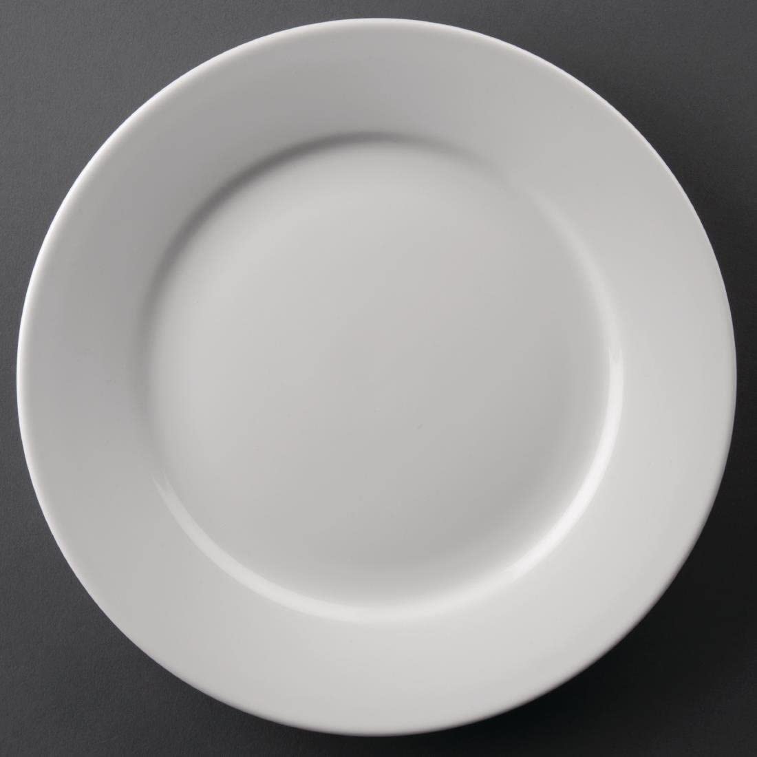Olympia Athena Porcelain Dinner Plates - 228mm (9 inch) Wide Rimmed, White, 12 Pack 1