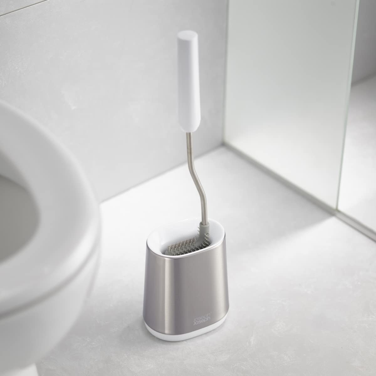 Joseph Joseph Flex Lite Silicone Toilet Brush with Slimline Holder | Anti-Drip | Stainless Steel Finish 5