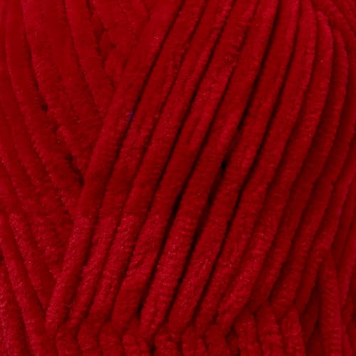 Utopia Crafts Velvet Lux Chenille Yarn - Super Soft Chunky, 100g Red Polyester for Knitting & Crochet 2
