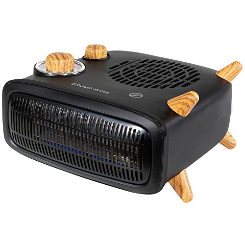 Russell Hobbs 1.8kW Retro Electric Fan Heater - Black Scandi Wood Effect | 20m² Coverage 10