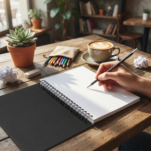 Hawksbill A5 Black Sketchbook - 40 Sheets/80 Pages | Hardcover | 150GSM Acid-Free Paper 14