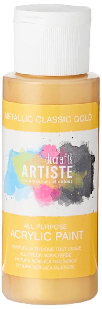 DOCRAFTS ARTISTE Acrylic Paint - Metallic Classic Gold | 59 ml (2 Oz) | Quick-Drying 1