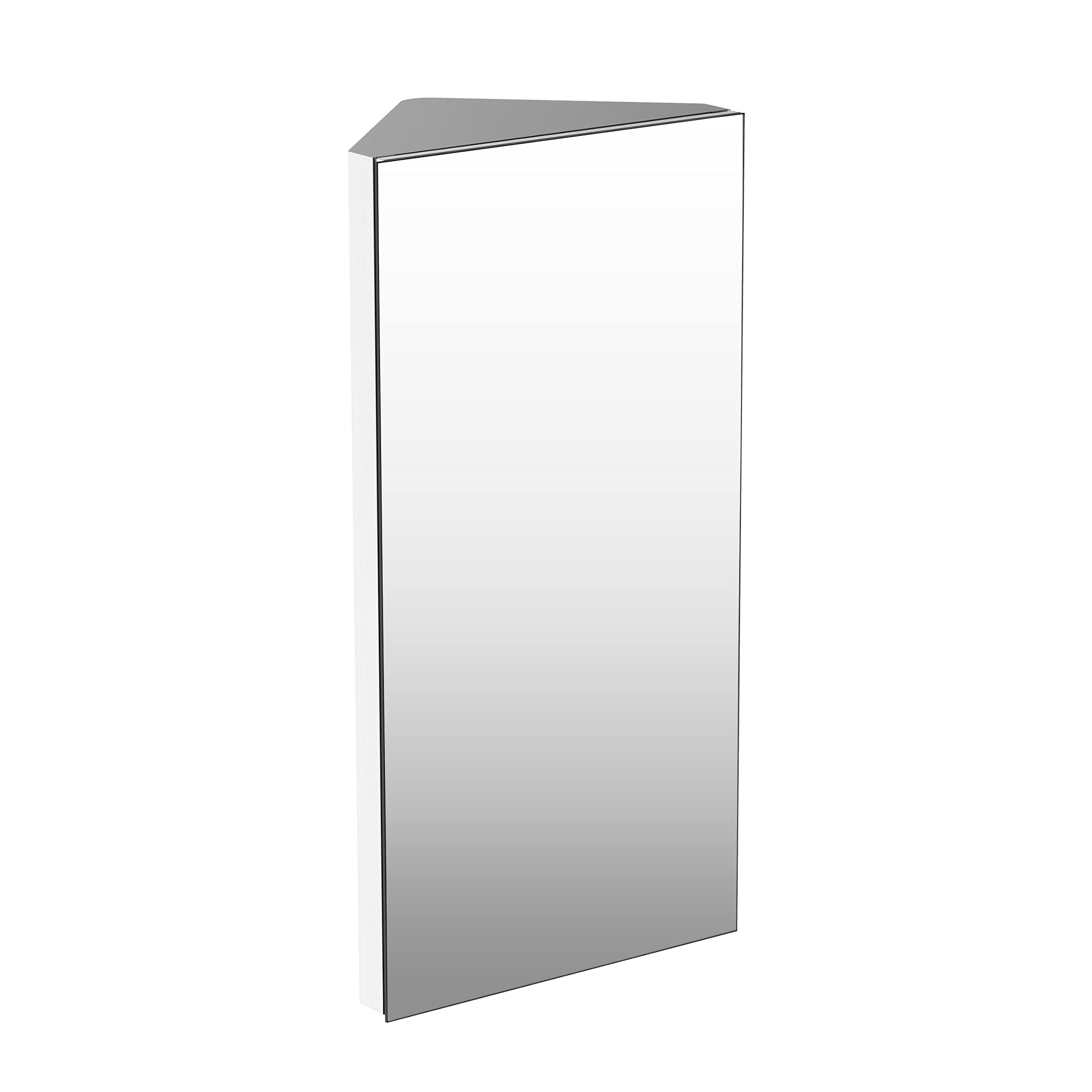 HOMCOM Wall Mount Corner Mirror Cabinet - Stainless Steel | 3 Shelves | Space Saving