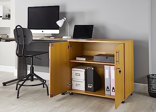 MMT Furniture Designs Ltd Beech Storage Cabinet - 2 Lockable Doors | Adjustable Shelf | 75cm Tall