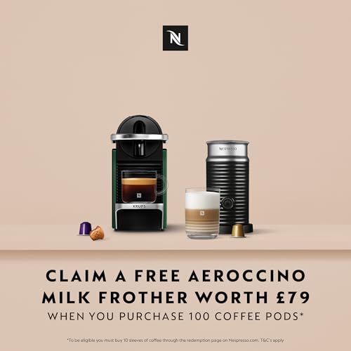 Nespresso Pixie Coffee Pod Machine Bundle by Krups - Dark Green, Milk Frother, 20 Pods Included 4