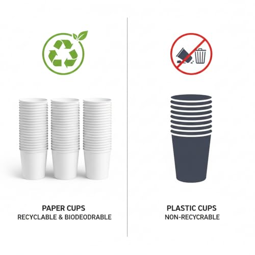 1ABOVE 50 Pack 4 oz White Disposable Paper Cups | Hot & Cold Drinkware | Biodegradable 3