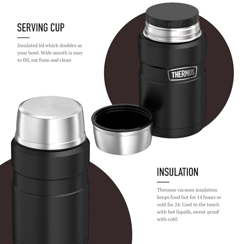 Thermos Stainless King Food Flask - 710ml Capacity | Hot 14 Hrs, Cold 24 Hrs | Matt Black 4