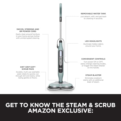Shark Automatic Steam and Scrub Mop with Steam Blaster & 6 Dirt Grip Power Pads | 3 Steam Settings | S8201UKCP 10