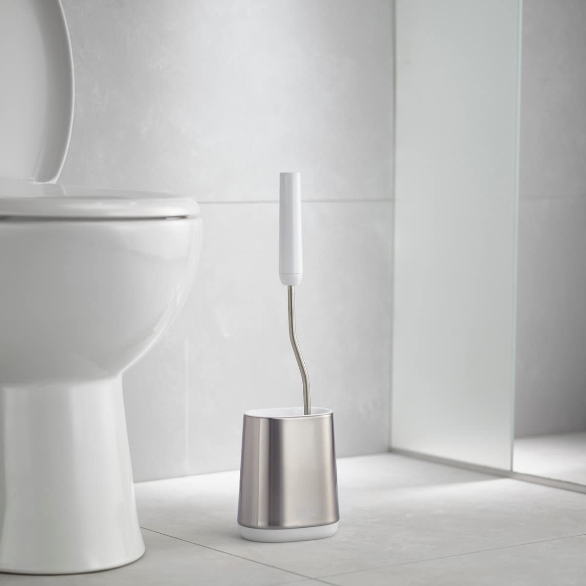 Joseph Joseph Flex Lite Silicone Toilet Brush with Slimline Holder | Anti-Drip | Stainless Steel Finish 2