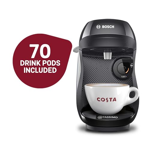 Tassimo by Bosch Happy Single Serve Coffee Machine - Black | Includes 70 Drinks Value Bundle
