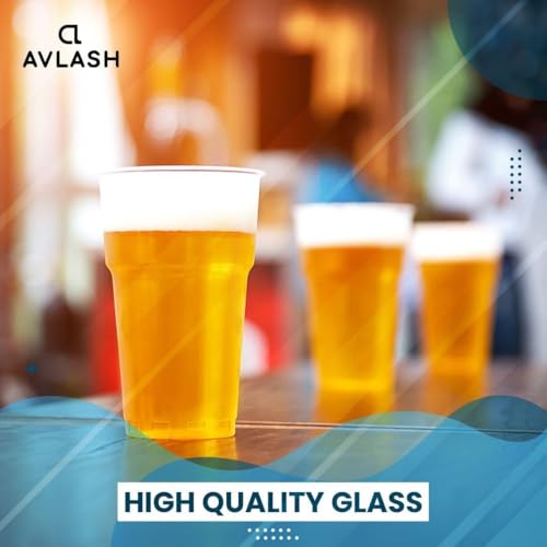 AVLASH Plastic Full Pint Beer Glasses - Disposable, CE Marked | Pack of 50 | 660ml Capacity 4