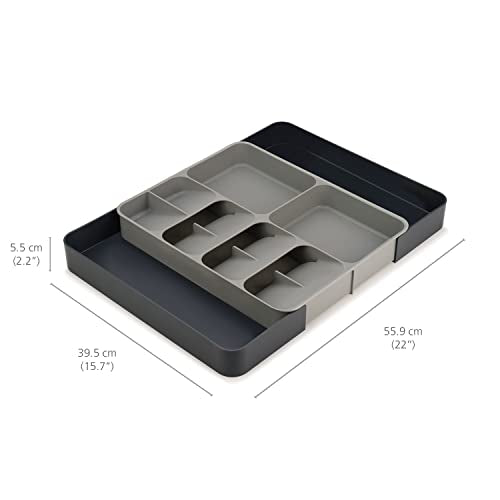 Joseph Joseph DrawerStore Expanding Cutlery Organiser | Grey Plastic | Fits 8cm+ Drawers 3