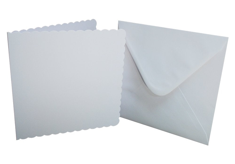 Craft UK Scalloped Card and Envelope Pack - 25 Count | 8 x 8 Inch | White 1