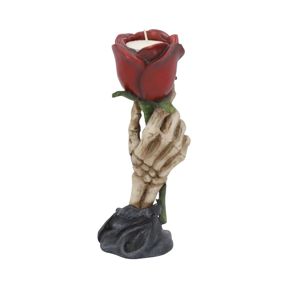 Nemesis Now Eternal Flame Skeleton Hand & Rose Tea Light Holder - Red Resin, 20.5cm 5