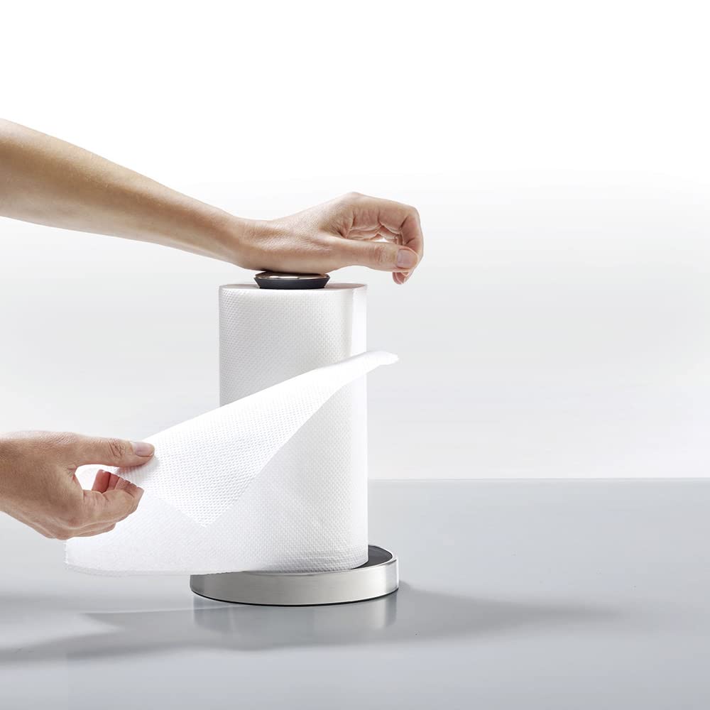 Joseph Joseph Push & Tear Paper Towel Holder - Easy One-Handed Tearing | Grey | Fits Rolls up to 24cm 4