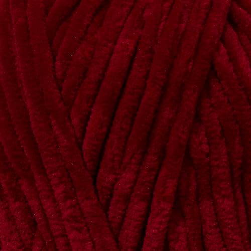 Utopia Crafts Velvet Lux Chenille Chunky Yarn - Super Soft Polyester for Knitting & Crochet | 100g Dark Scarlet 2