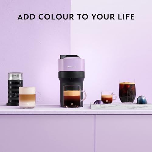 KRUPS Nespresso Vertuo Pop Single Serve Coffee Machine - Lilac | 4 Cup Sizes | Starter Set Incl. 10