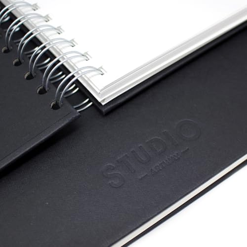 Artway Studio Sketchbook - A4 Portrait | 170gsm Cartridge Paper | 48 Sheets | Black Hardback Spiral Bound 9