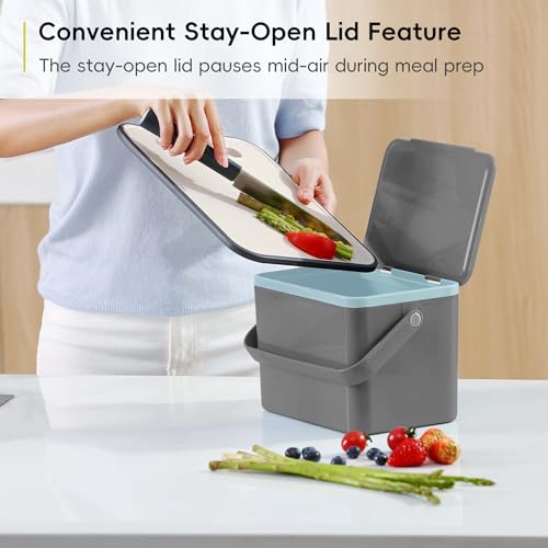 EKO Food Waste Compost Bin - Kitchen Countertop Caddy | 4 Litres | Grey ABS Plastic 2