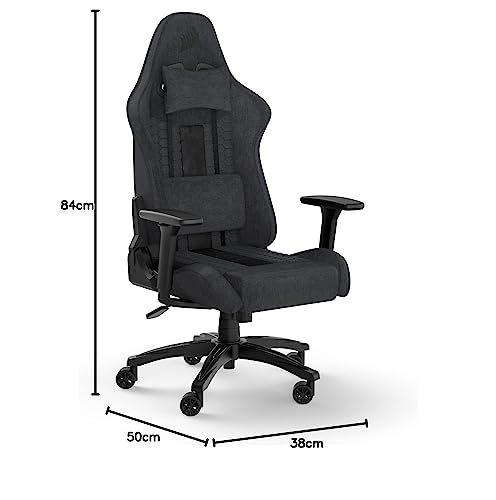 Corsair TC100 RELAXED Gaming Chair - Fabric, Grey & Black | Adjustable Height, Lumbar Support 3