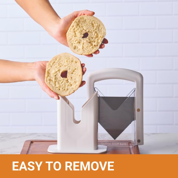Hoan KitchenCraft Bagel Slicer and Cutter - Safe, Even Slicing | Carbon Steel & Plastic | White 8