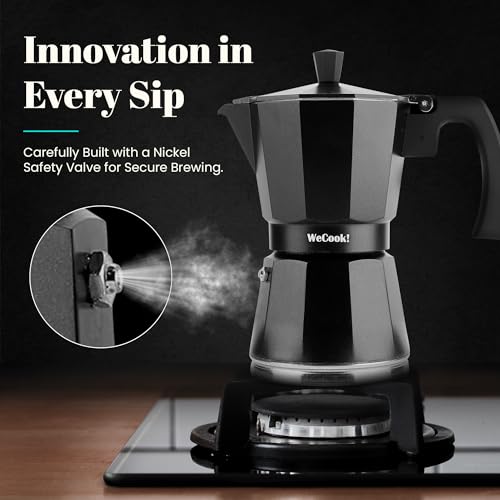 WECOOK! Luccia Italian Stovetop Coffee Maker - 1-3 Cup Capacity | Aluminium | Induction Compatible 4