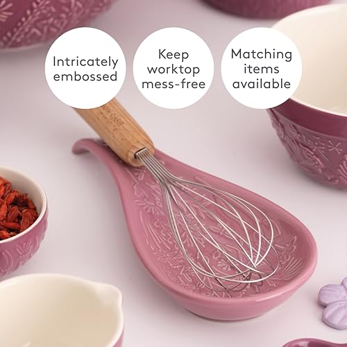 Mason Cash In the Meadow Spoon Rest - Embossed Floral Design | Durable Ceramic | Purple 4