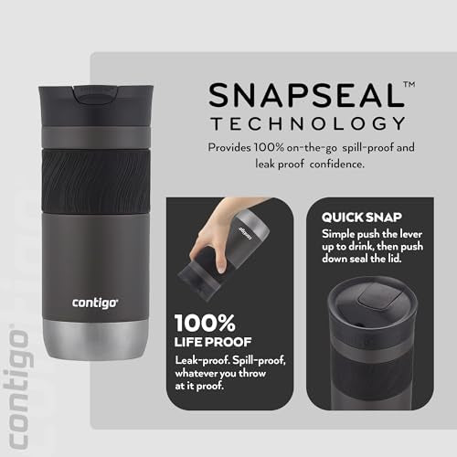 Contigo Byron Snapseal Travel Mug - 100% Leakproof | Stainless Steel Thermal Mug | 470 ml Sake