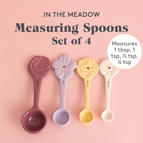 Mason Cash In The Meadow Stoneware Measuring Spoons - Set of 4 | Floral Embossed | Dishwasher Safe 4