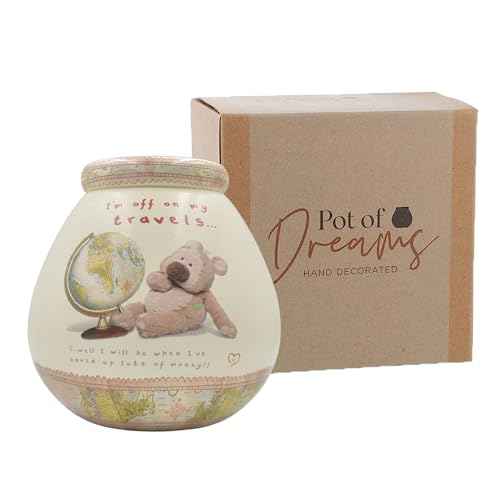 Pot Of Dreams Hand Painted Teddy with Globe Save and Smash Money Box | Ceramic | Holds £1000 in £2 Coins 3