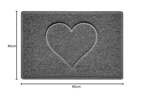 Nicoman Heart Embossed Dirt Trapper Doormat | 40 x 60 cm | Dark Grey | Washable 3