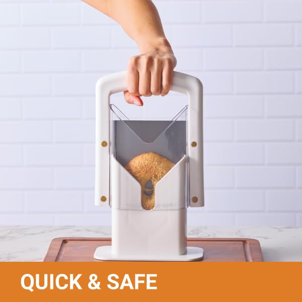 Hoan KitchenCraft Bagel Slicer and Cutter - Safe, Even Slicing | Carbon Steel & Plastic | White 7