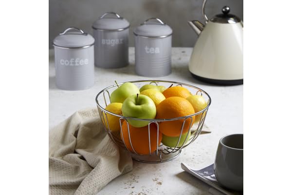 apollo 5664 Chrome Fruit Bowl - Stylish Ornamental Design | Silver | 24x12cm 3