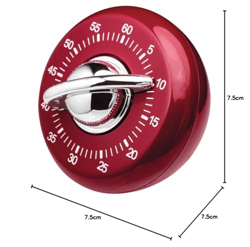 Judge Red Classic Kitchen Timer - 60 Minute Wind Up Mechanical Timer | Silicone Material 3