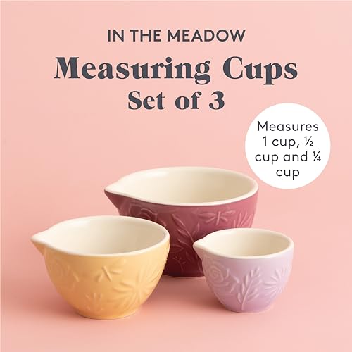 Mason Cash In The Meadow Measuring Cups - Set of 3 | Floral Embossed Stoneware Nesting Cups 3