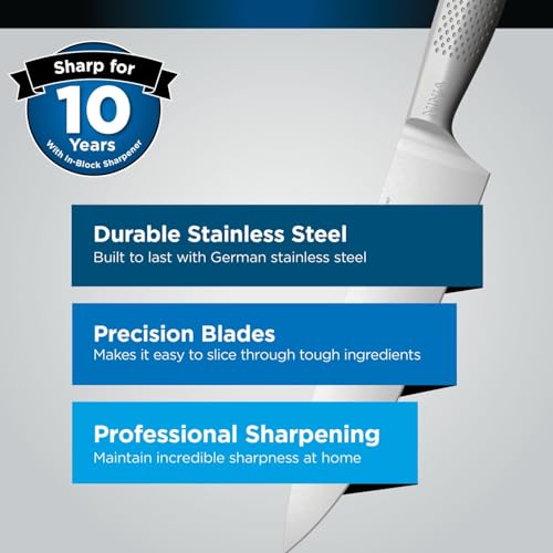 Ninja StaySharp 6-Piece Kitchen Knife Set with Integrated Sharpener and Scissors | German Stainless Steel 10