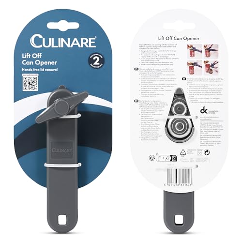 CULINARE Lift Off Tin Opener - Side-Cutting Mechanism | Grey Plastic/Stainless Steel | Manual Operation 10