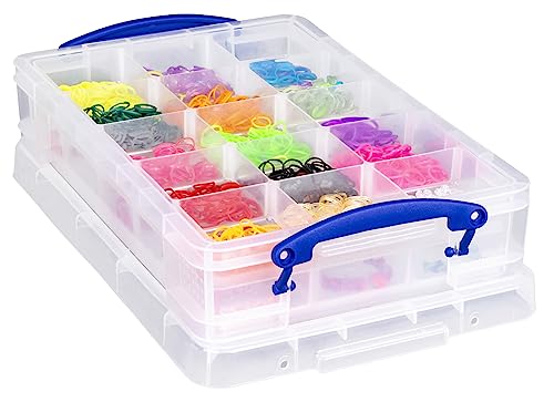Really Useful Box 4 Litre Storage Box with 2 Hobby Dividers | Clear Plastic | Stackable 3