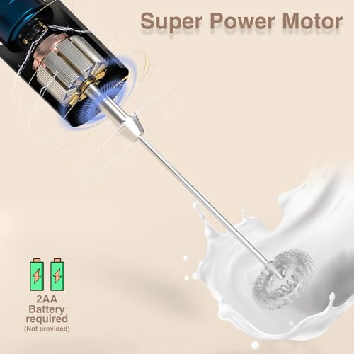 POWSAF Handheld Milk Frother Wand for Coffee with Stand | Battery-Powered | Stainless Steel Whisk 3