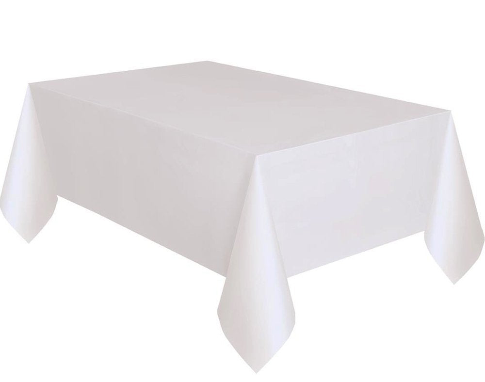 Unique Party White Plastic Tablecloth - 9ft x 4.5ft Rectangular | Durable Synthetic Fibre