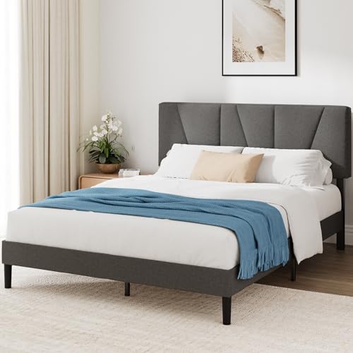 Zinus Maya Double Bed Frame with Headboard - 4ft6 (135 x 190 cm) - 11.8'' Height - Dark Grey 8