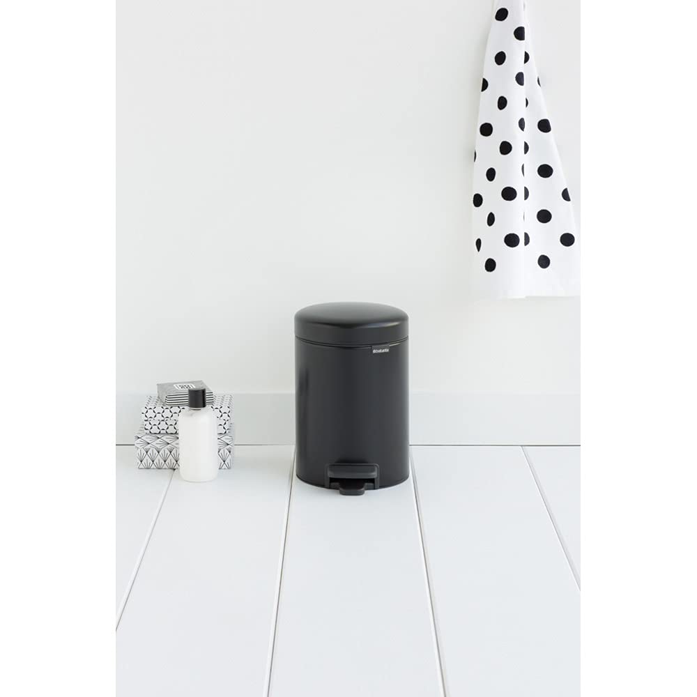 Brabantia NewIcon Pedal Bin 3L - Matt Black | Corrosion Resistant | Soft Close Lid 4