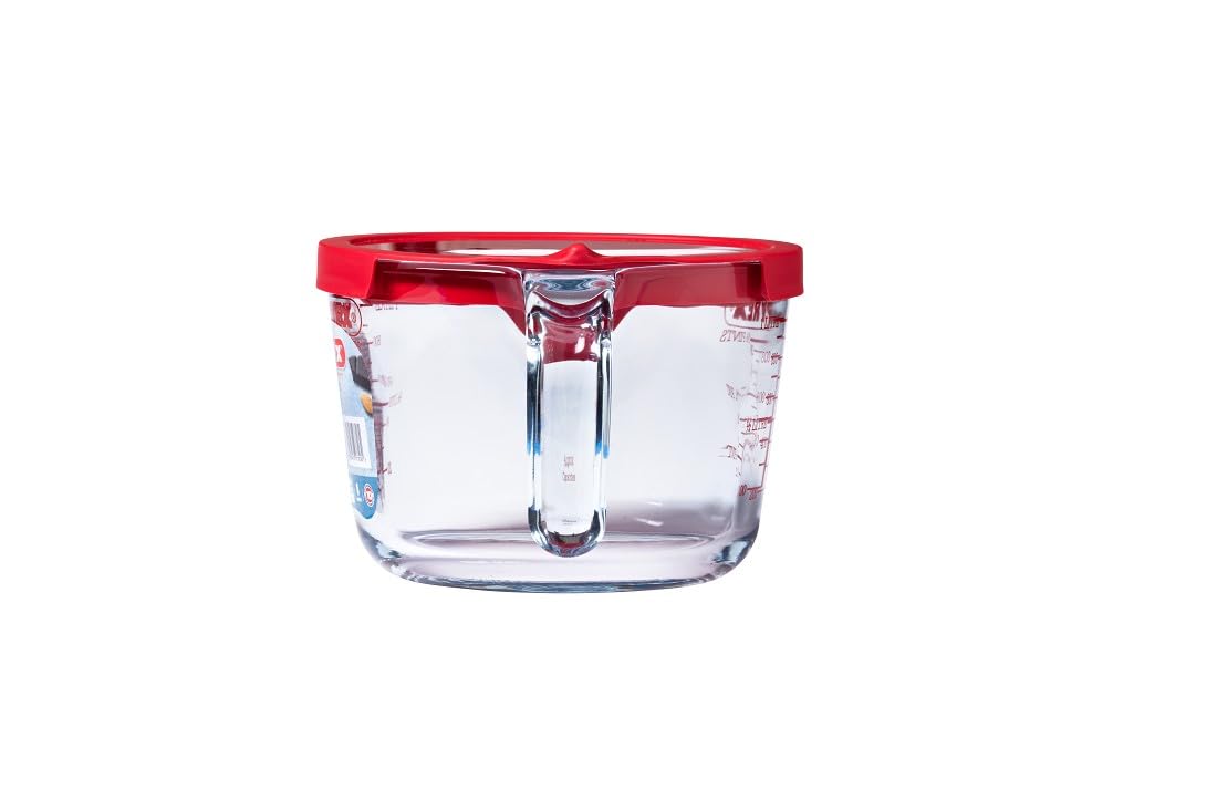 Pyrex Graduated Measuring Jug with Lid | 1 Litre Capacity | Red Glass | Model 8022313 4