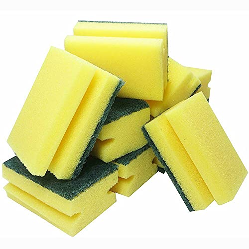 HomeSmith Heavy Duty Scrub Sponge - Dual-Sided Dishwashing & Cleaning | 10 Pack | Yellow/Green 3