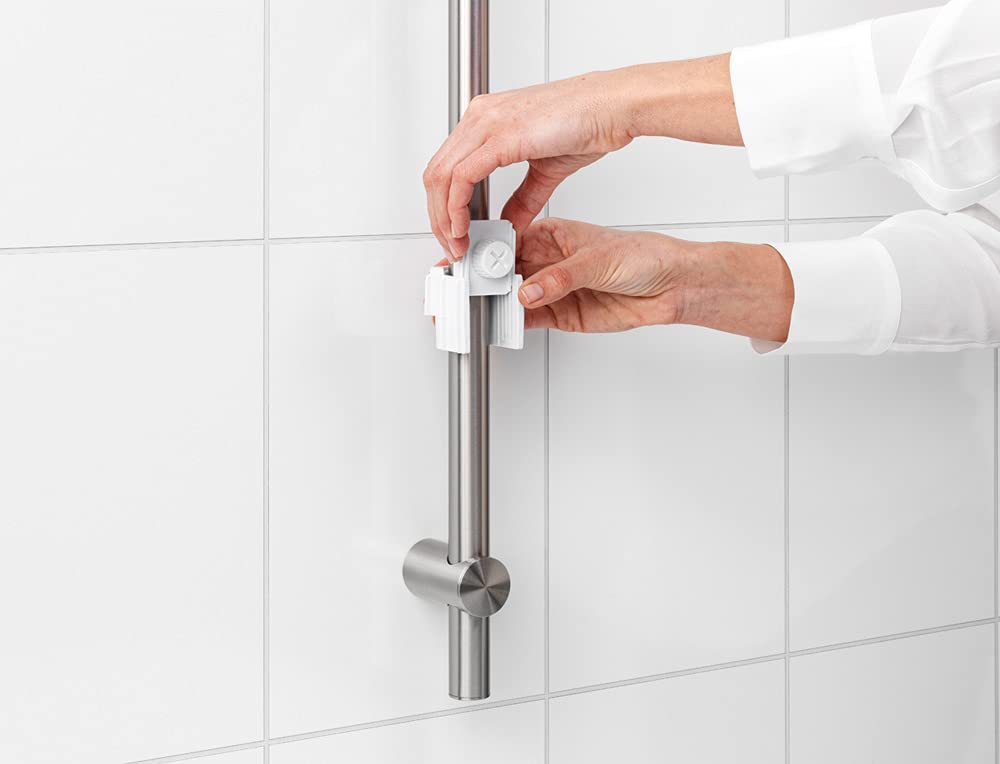 Brabantia Shower Caddy - Corrosion Resistant Plastic Storage | Fits Rods Ø16-Ø28mm | White 7