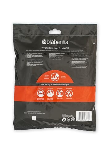 Brabantia PerfectFit Bin Liners - Size W 5L | Tear-Resistant Plastic Bags with Tie Tape | 40 Count, White 2